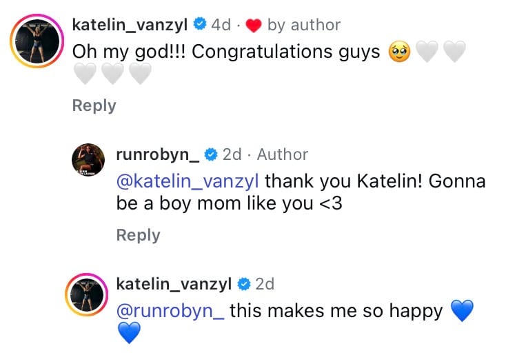 screenshot of Katelin Van Zyl's comment